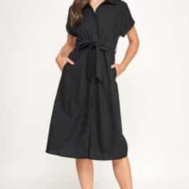 Black Linen Midi