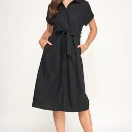 Black Linen Midi