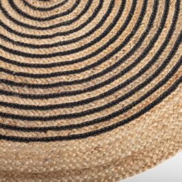 Round Jute Rug Black Striped