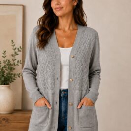 Long Black Cardigan With Gold Buttons