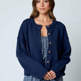 Navy Cotton Cardigan